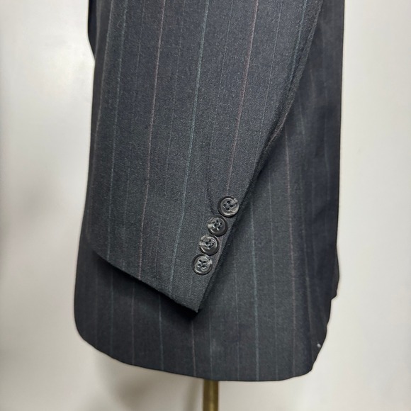 Vintage‎ USA Brookstone Men's 44L 36W Wool Gray Pinstripe Two-Piece Suit - Picture 2 of 12